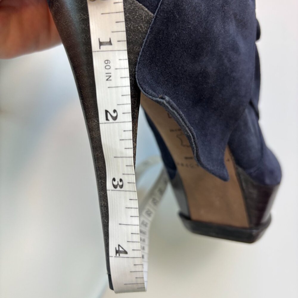 Pura‎ Lopez Suede Platform Ankle Boots Bow Detail Heels Femme Fatale - Picture 7 of 7